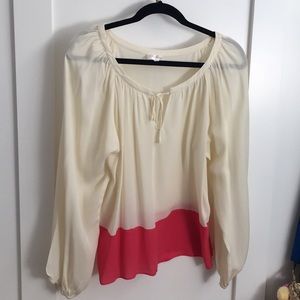 Parker Sheer colorblock long sleeve blouse